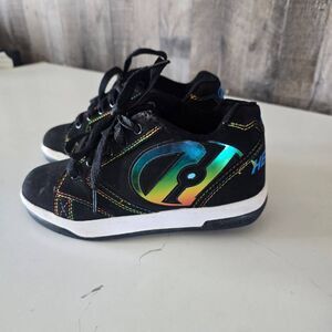 HEELYS PROPEL 2.O Black/Rainbow Foil Wheels Sneakers Size 2 Youth